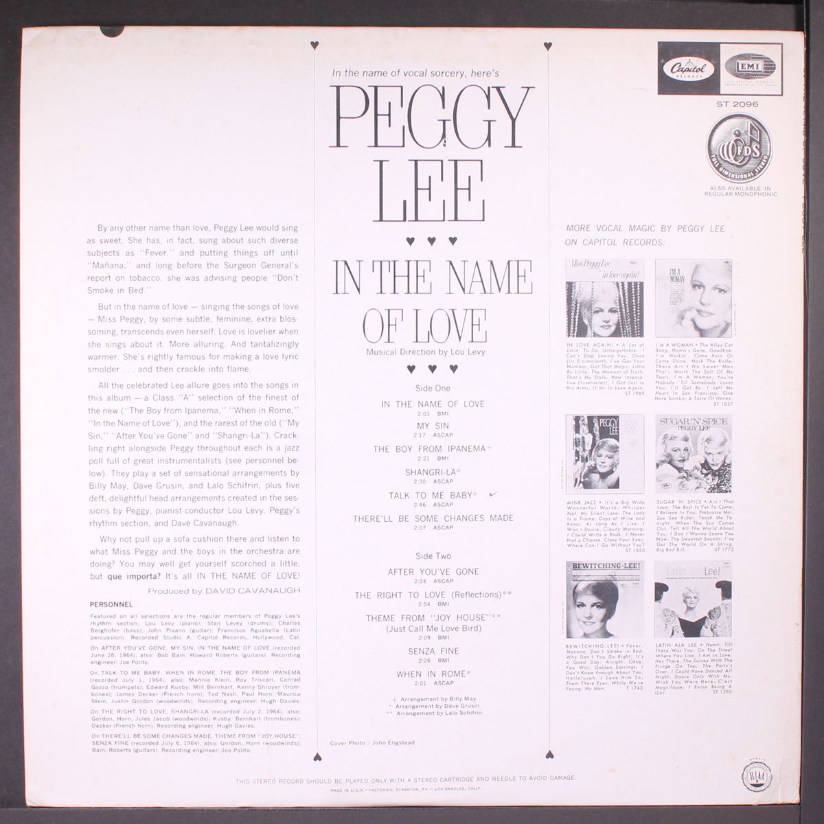 in the name of love by PEGGY LEE