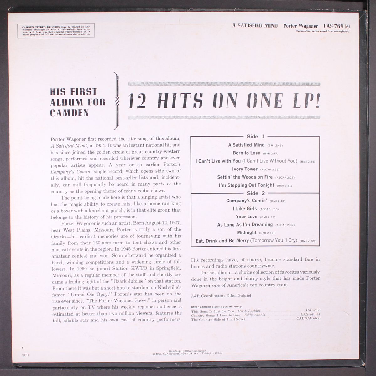 a satisfied mind by PORTER WAGONER