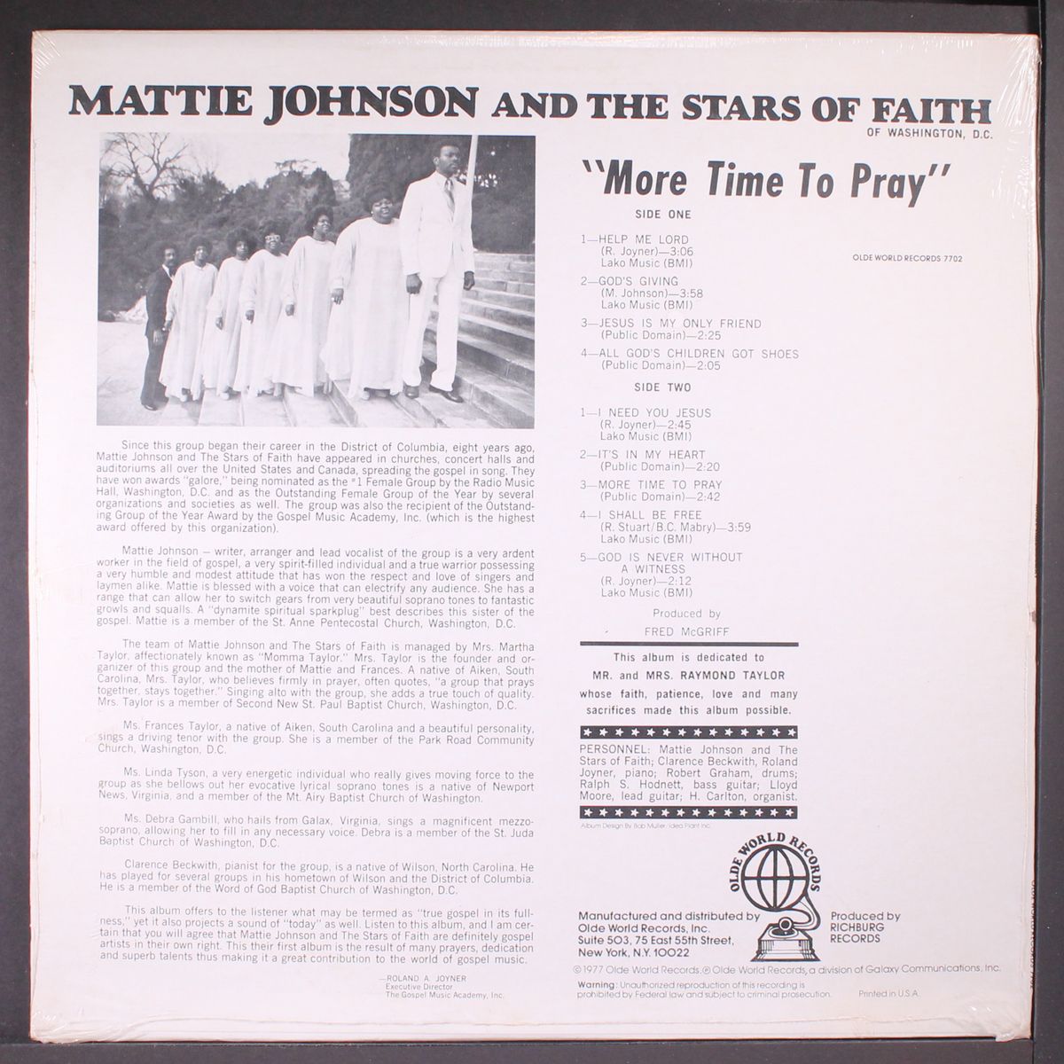 more time to pray by MATTIE JOHNSON & STARS OF FAITH