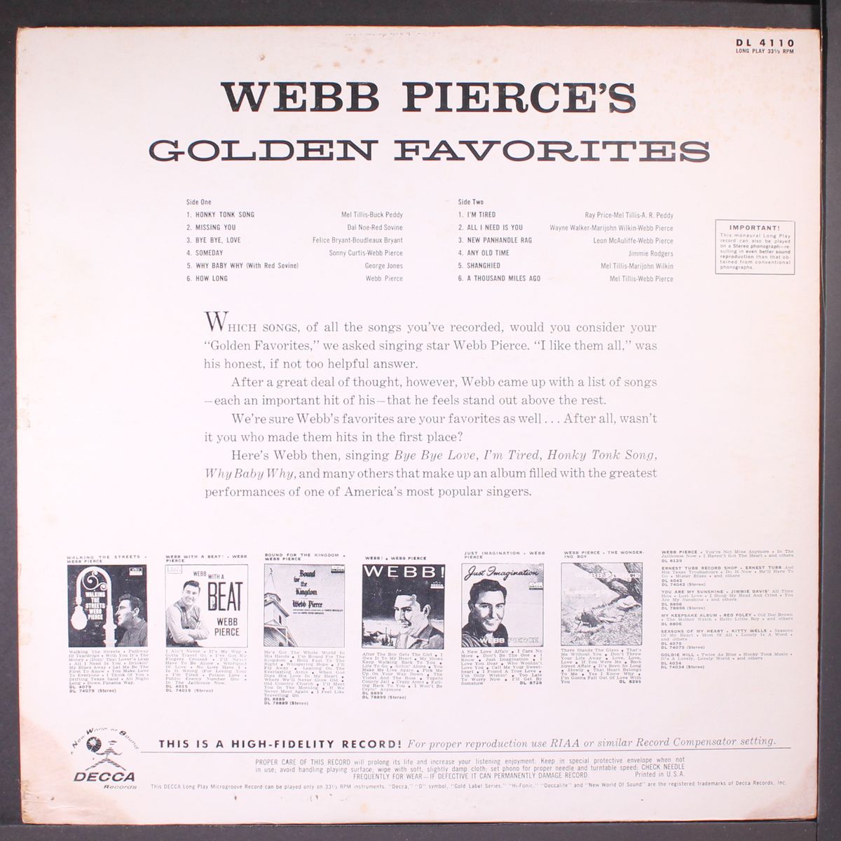 golden favorites by WEBB PIERCE