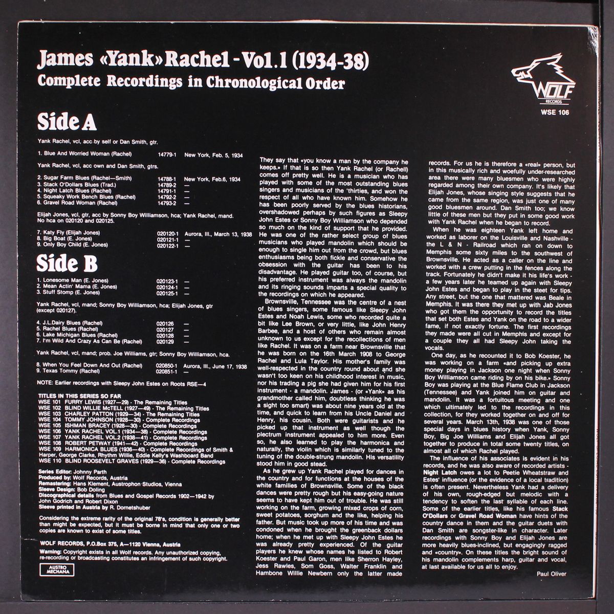vol. 1 (1934-38) by JAMES 'YANK' RACHEL