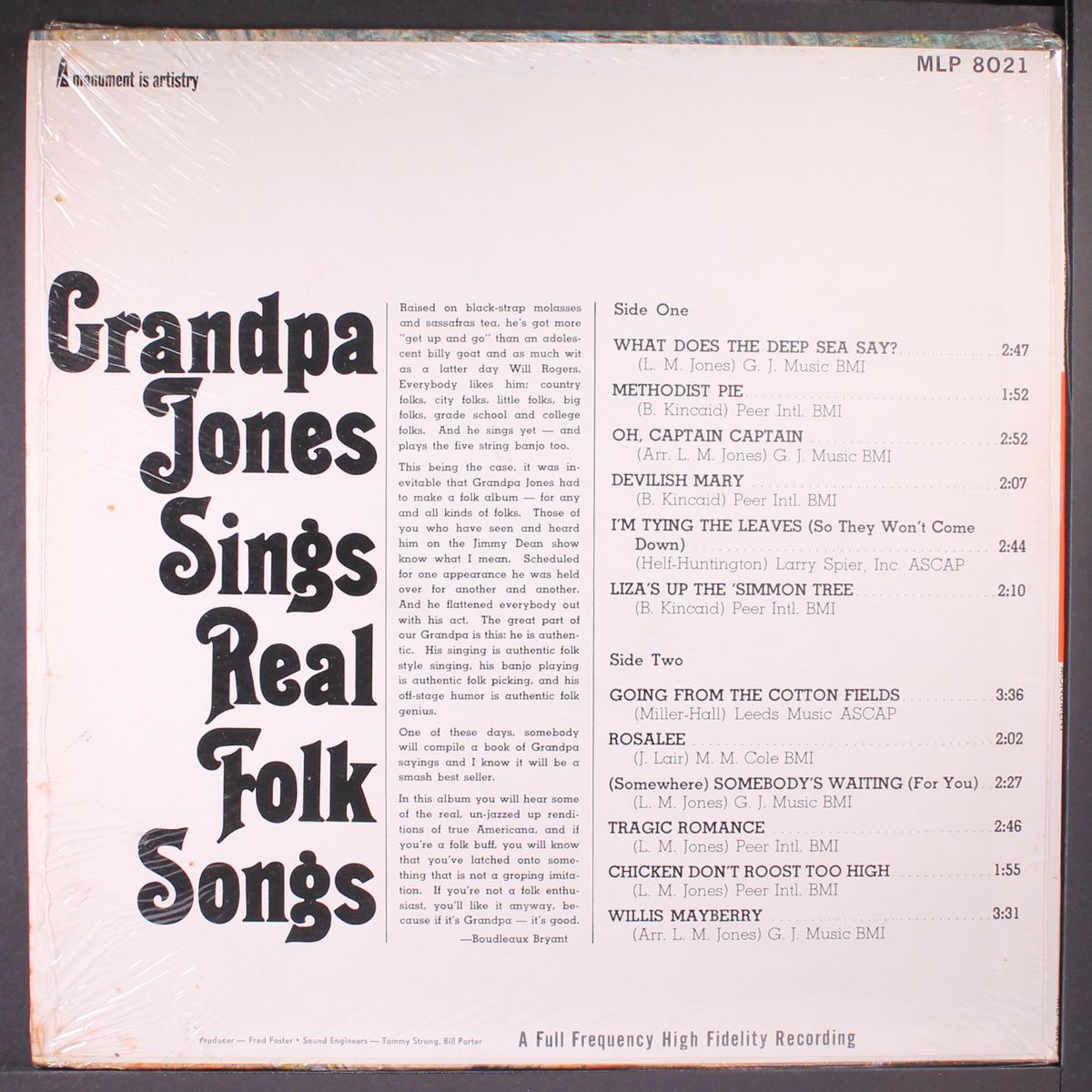 sings real folk songs by GRANDPA JONES