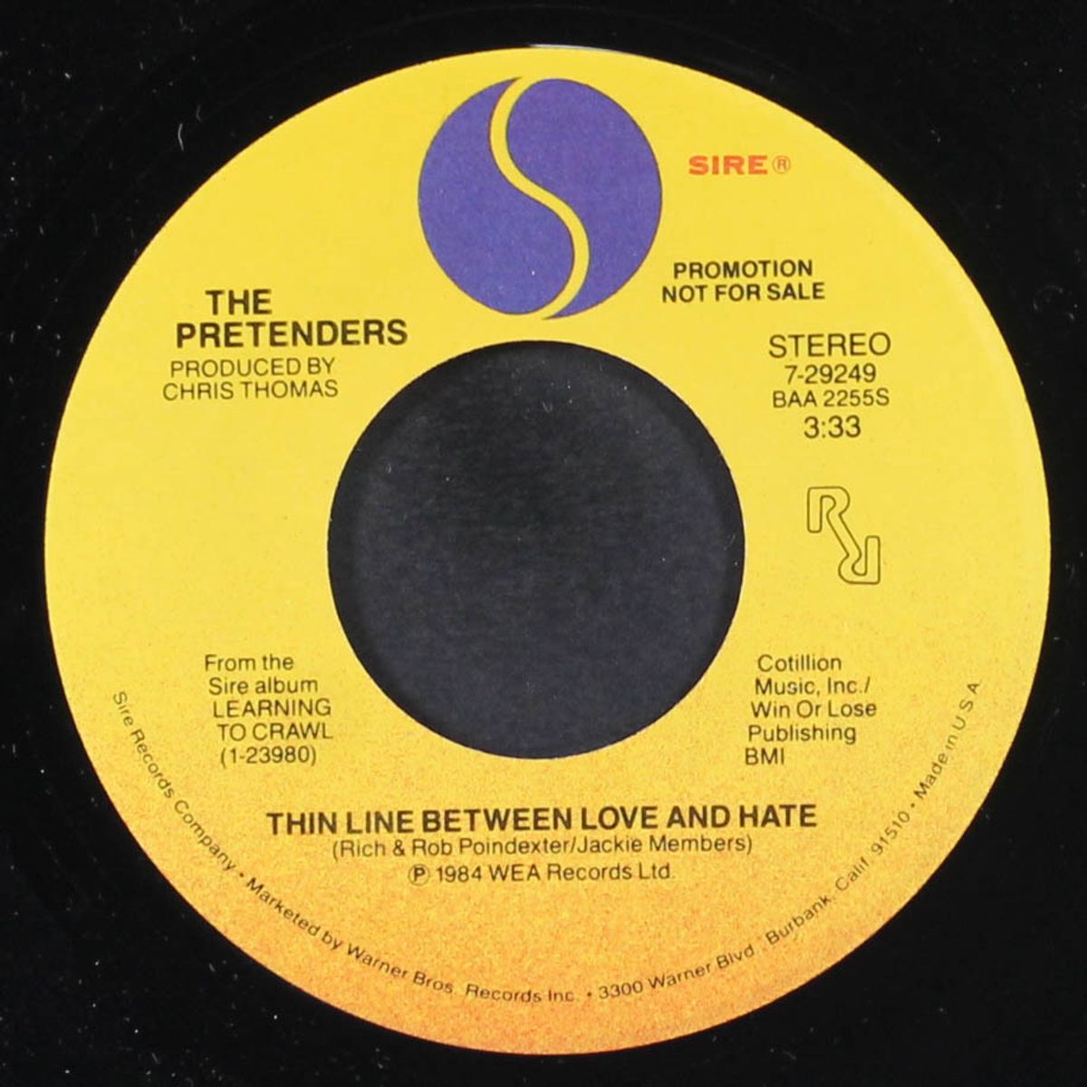 thin line between love and hate by PRETENDERS
