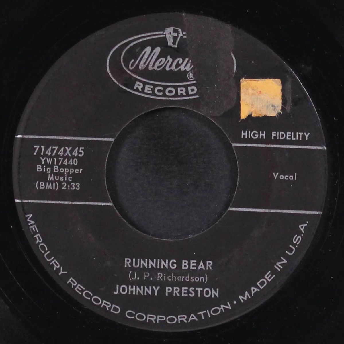 running bear / my heart knows by JOHNNY PRESTON