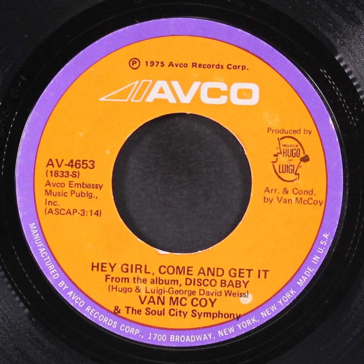 the hustle / hey girl, come & get it by VAN MCCOY
