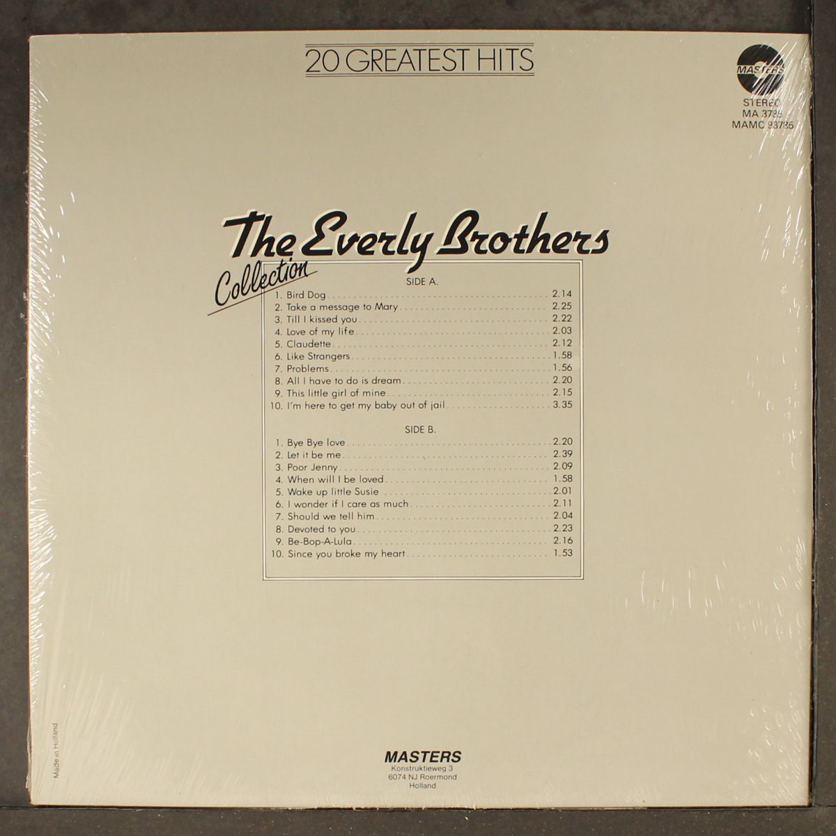 20 greatest hits by EVERLY BROTHERS