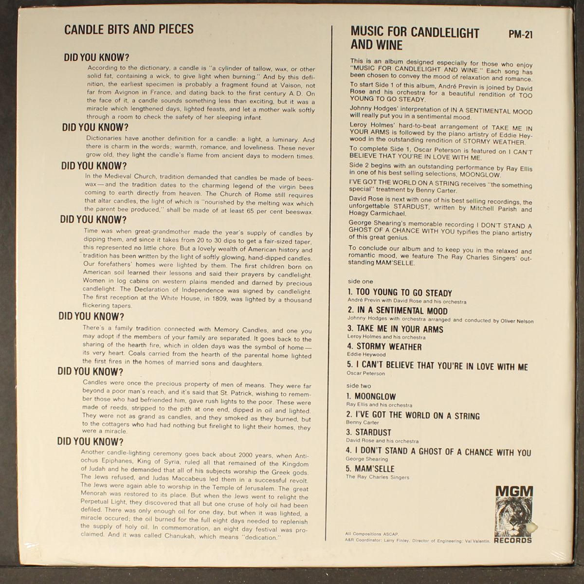 music for candlelight and wine by VARIOUS