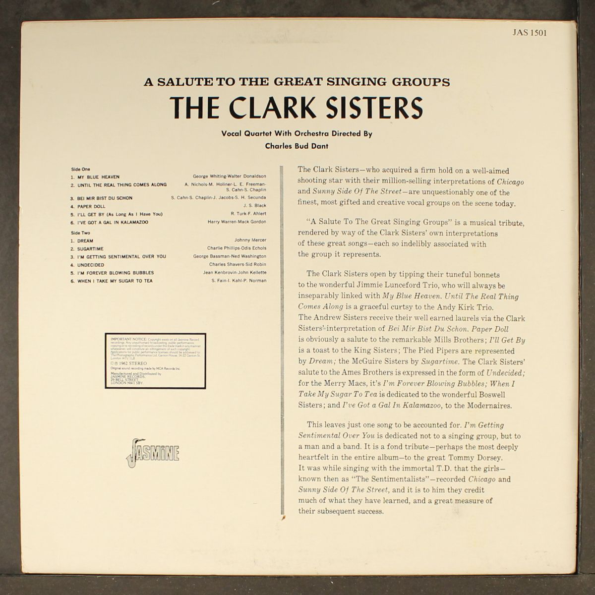 a salute to the great singing groups by CLARK SISTERS