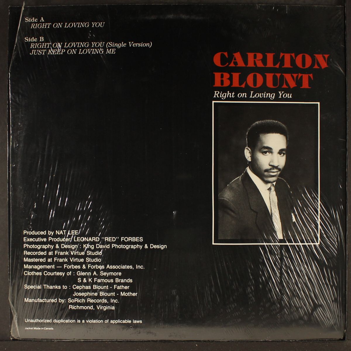 right on loving you / just keep on lovin me by CARLTON BLOUNT