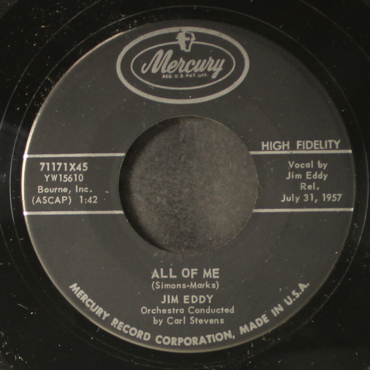 i have no sweetheart / all of me by JIM EDDY