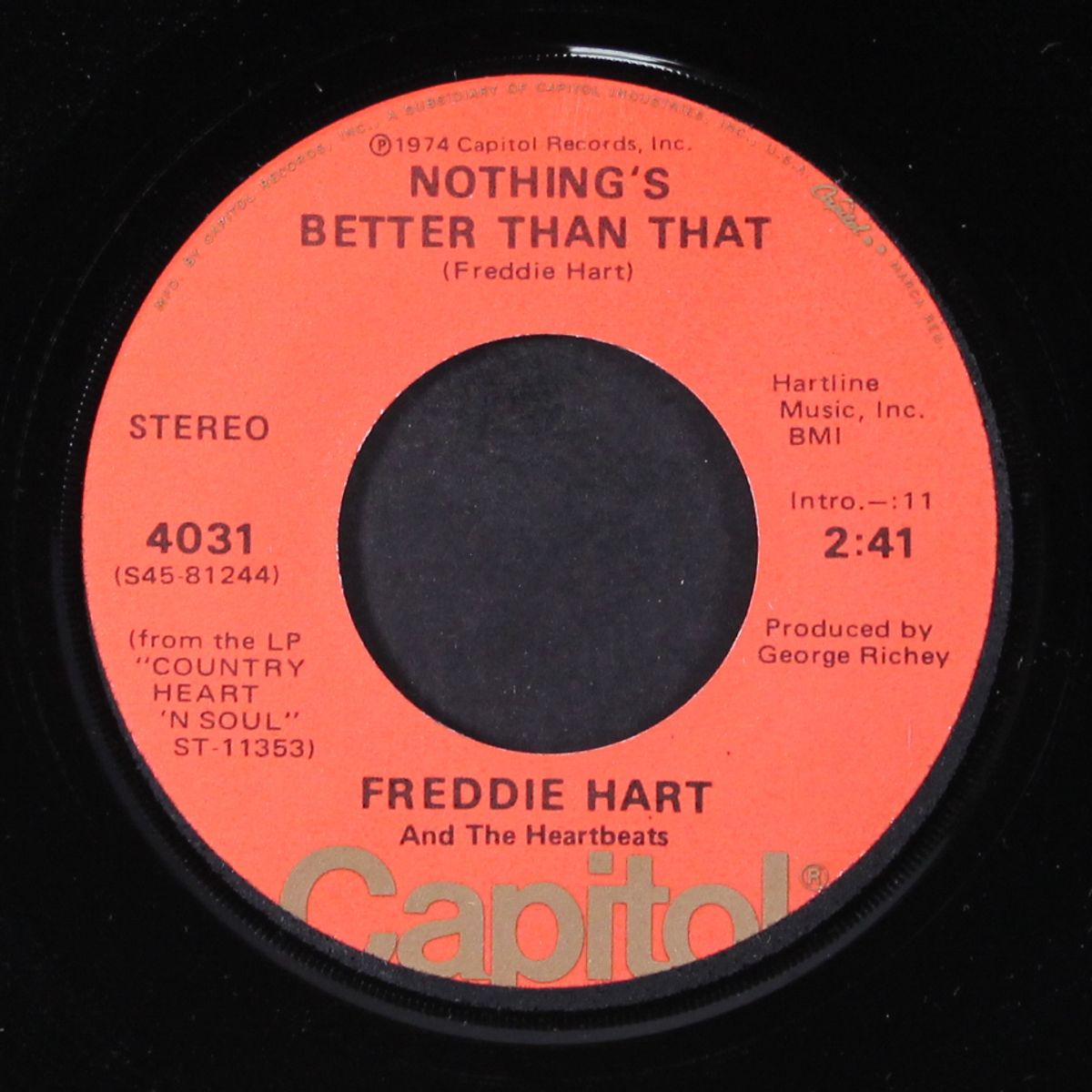 nothing's better than that / i'd like to sleep til i get over you by FREDDIE HART
