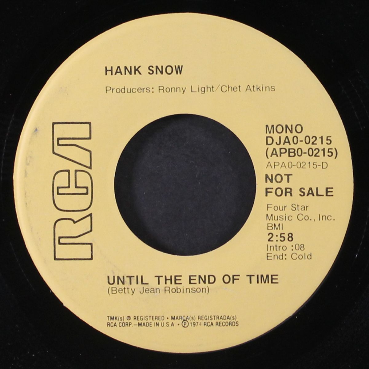 hello love / until the end of time by HANK SNOW
