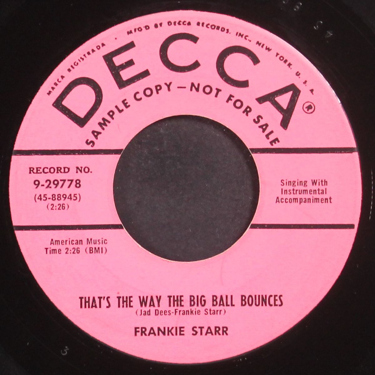 that's the way the big ball bounces by FRANKIE STARR