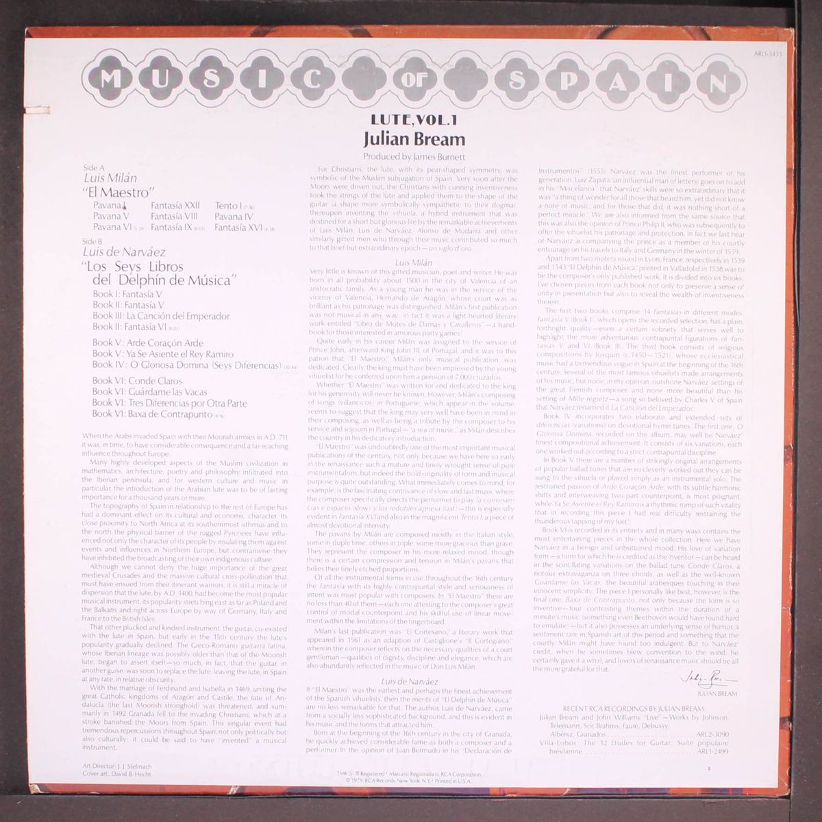 music of spain; lute, vol. 1 by JULIAN BREAM