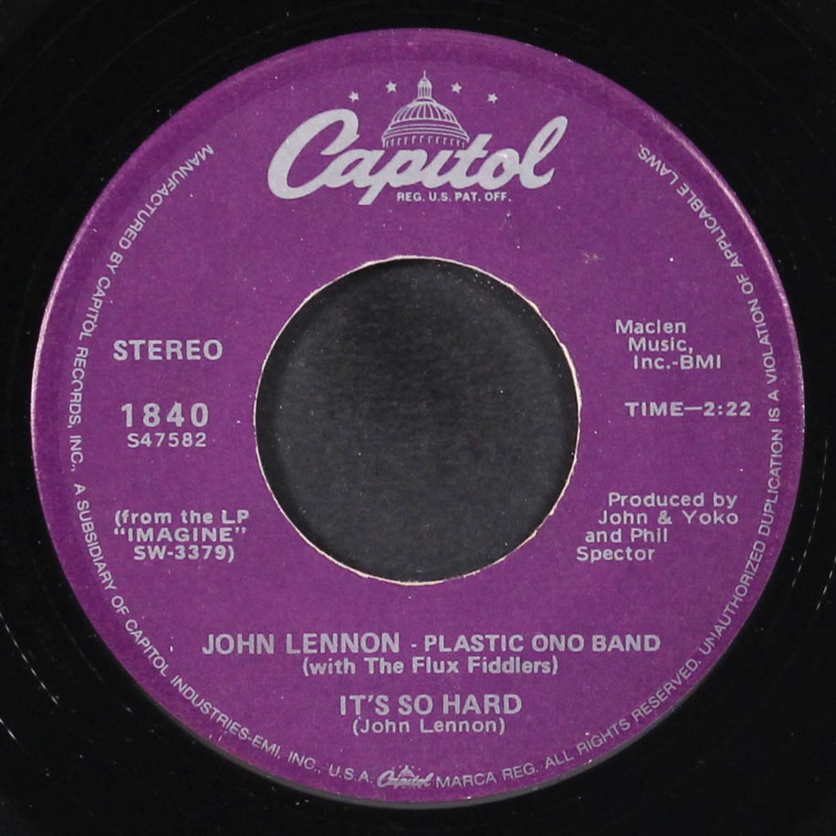 imagine / it's so hard by JOHN LENNON