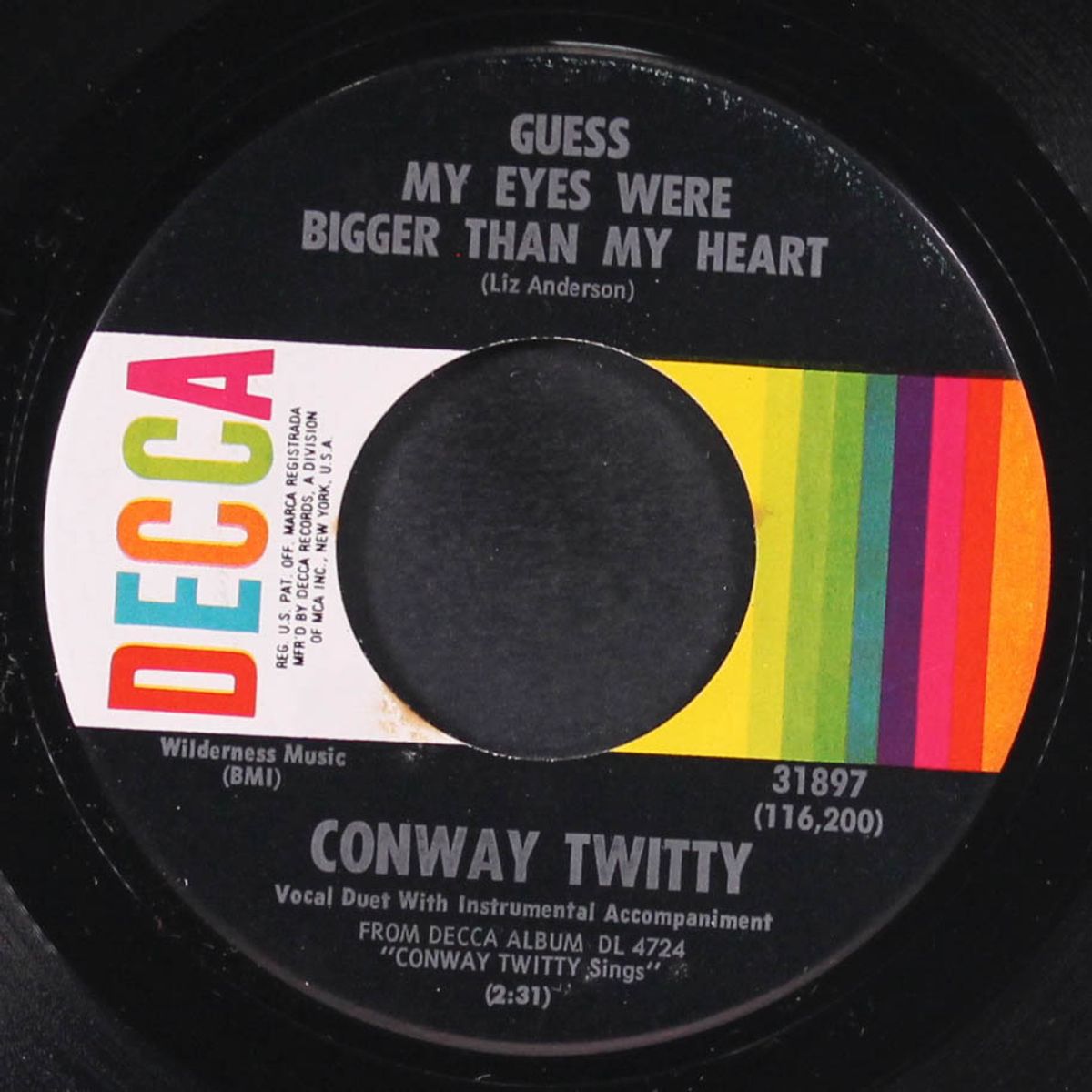 guess my eyes were bigger than my heart / honky tonk man by CONWAY TWITTY