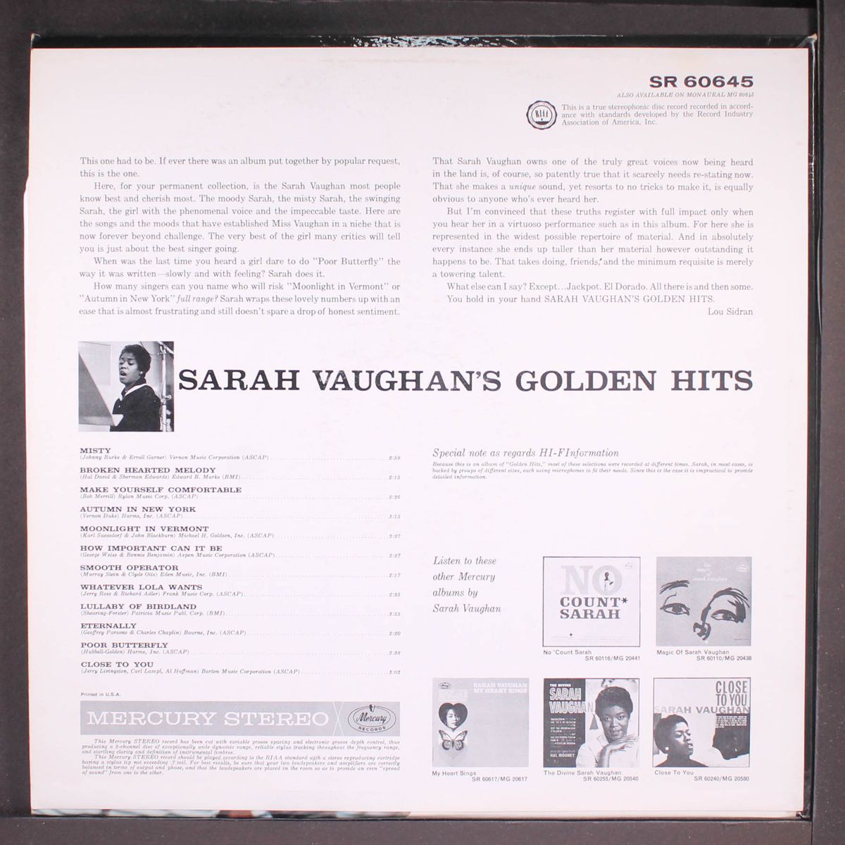 golden hits by SARAH VAUGHAN