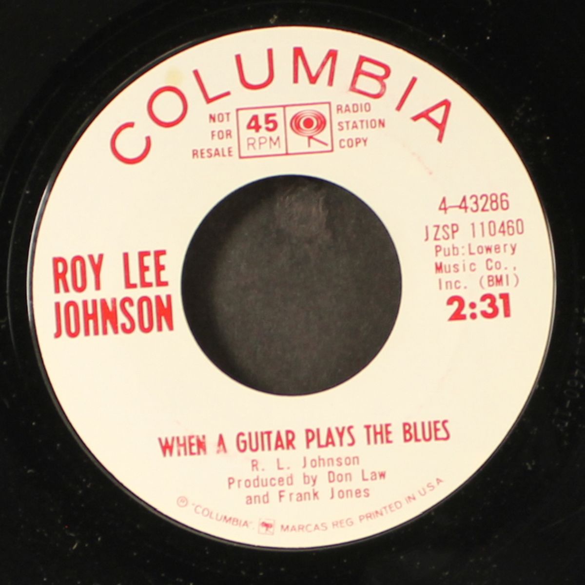 when a guitar plays the blues / my best just ain't good enough by ROY LEE JOHNSON