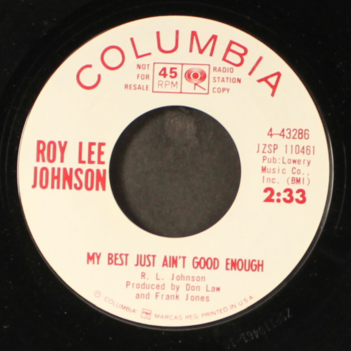 when a guitar plays the blues / my best just ain't good enough by ROY LEE JOHNSON