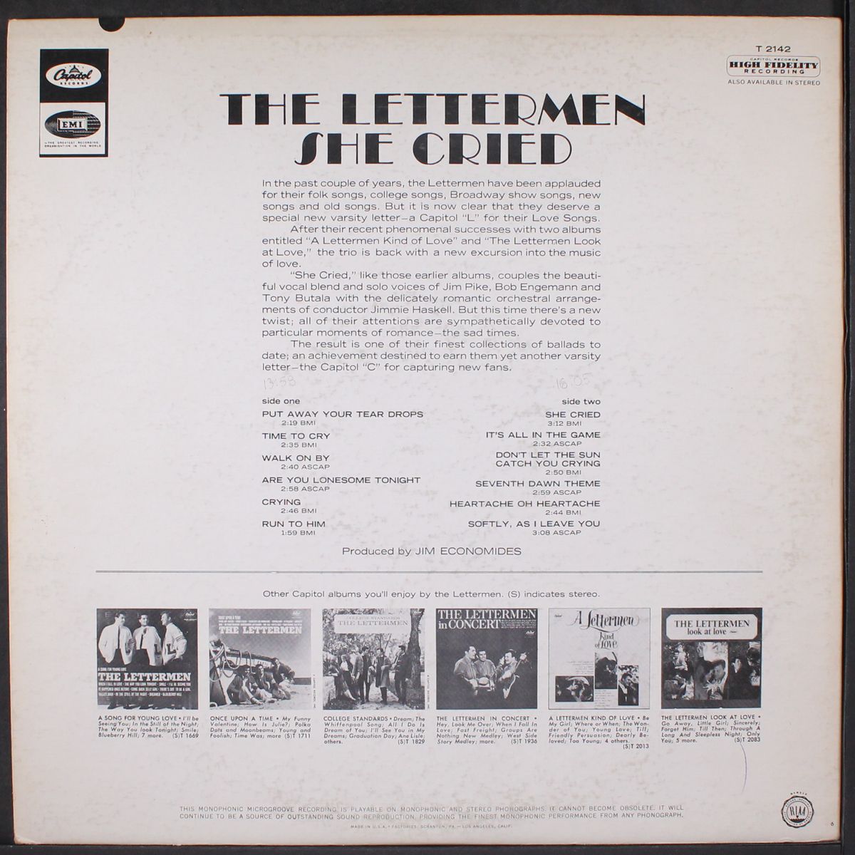 she cried by LETTERMEN
