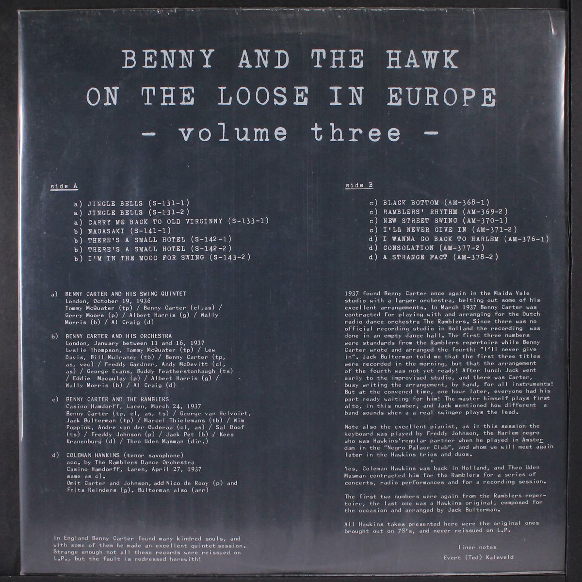 benny and the hawk on the loose in europe, vol. 3 by BENNY CARTER