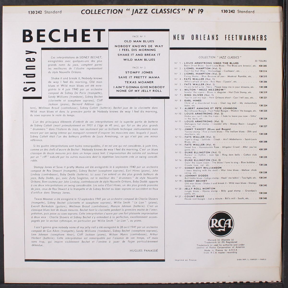 collection jazz classics no. 19 by SIDNEY BECHET