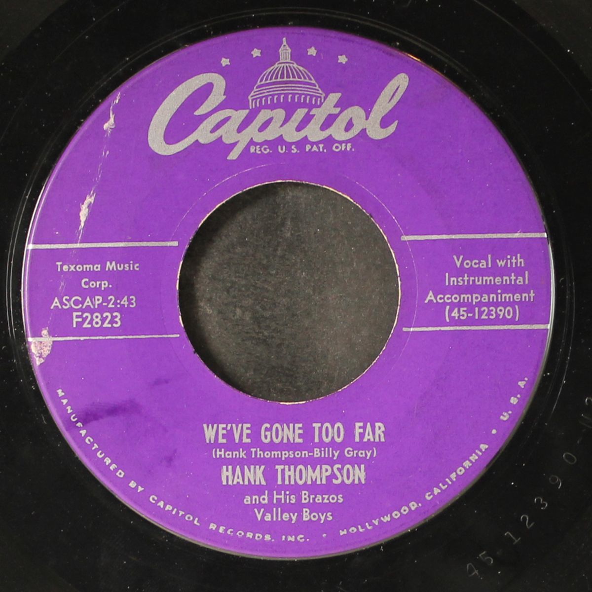 we've gone too far / honky-tonk girl by HANK THOMPSON