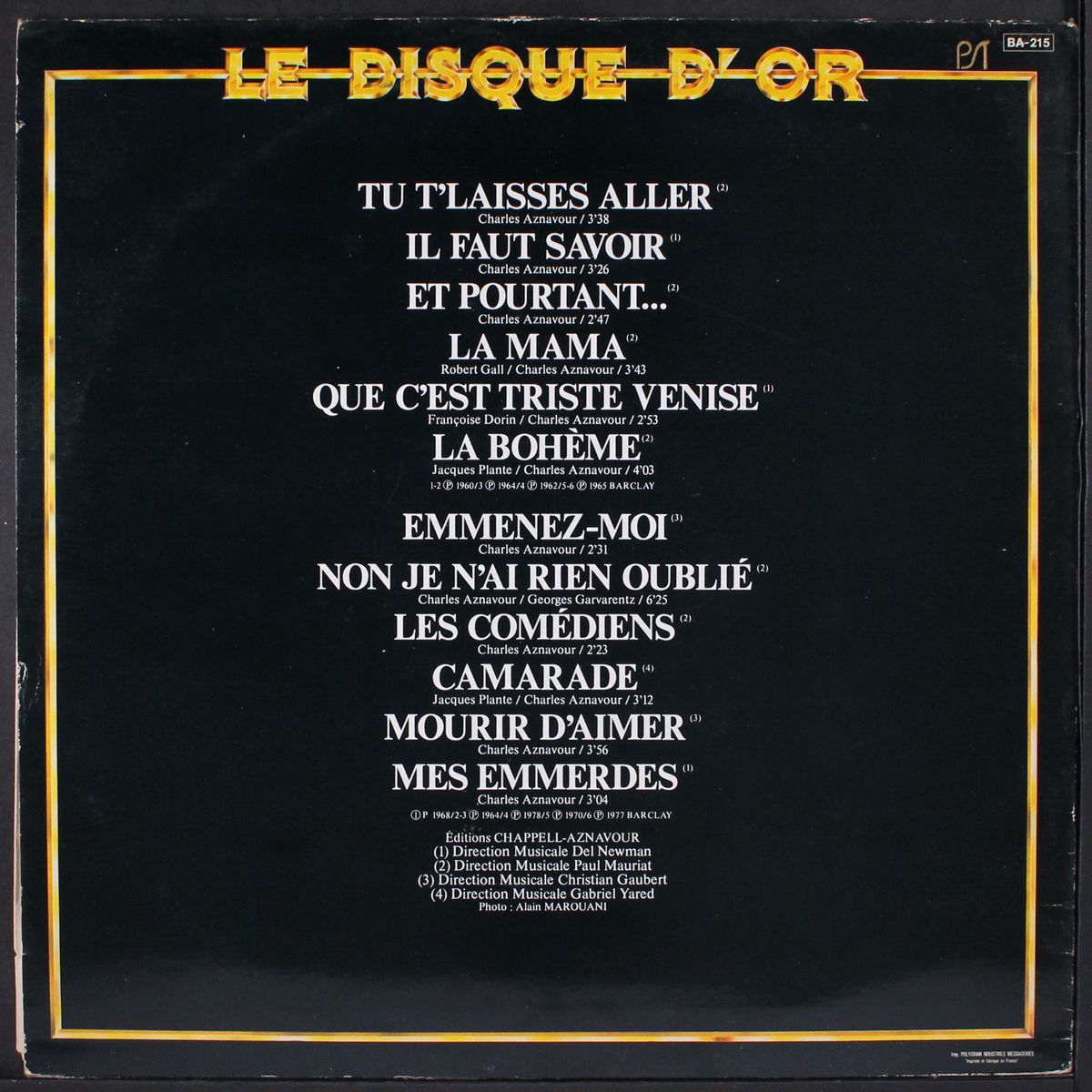 le dissque d'or by CHARLES AZNAVOUR