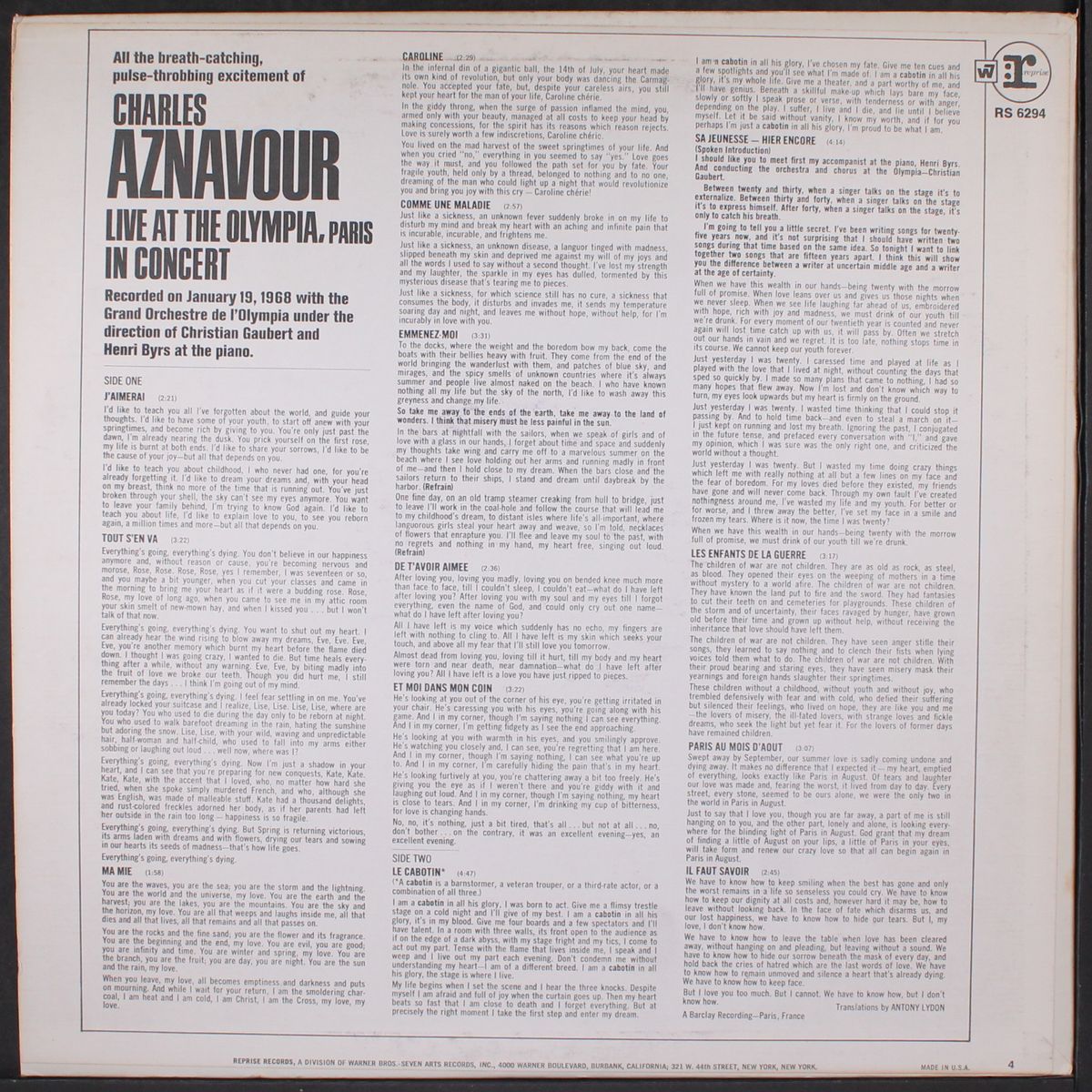 live at the olympia by CHARLES AZNAVOUR