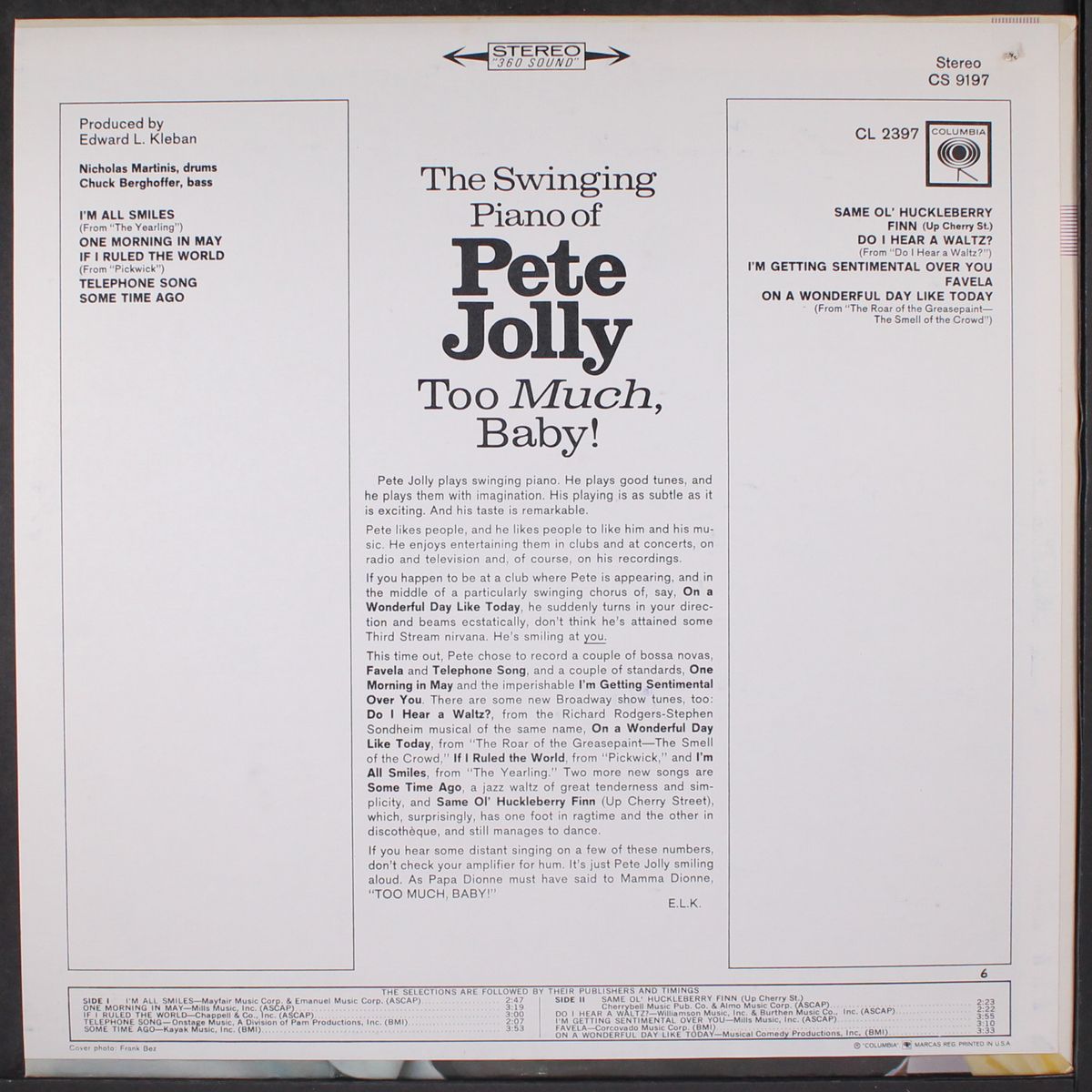 too much, baby! by PETE JOLLY