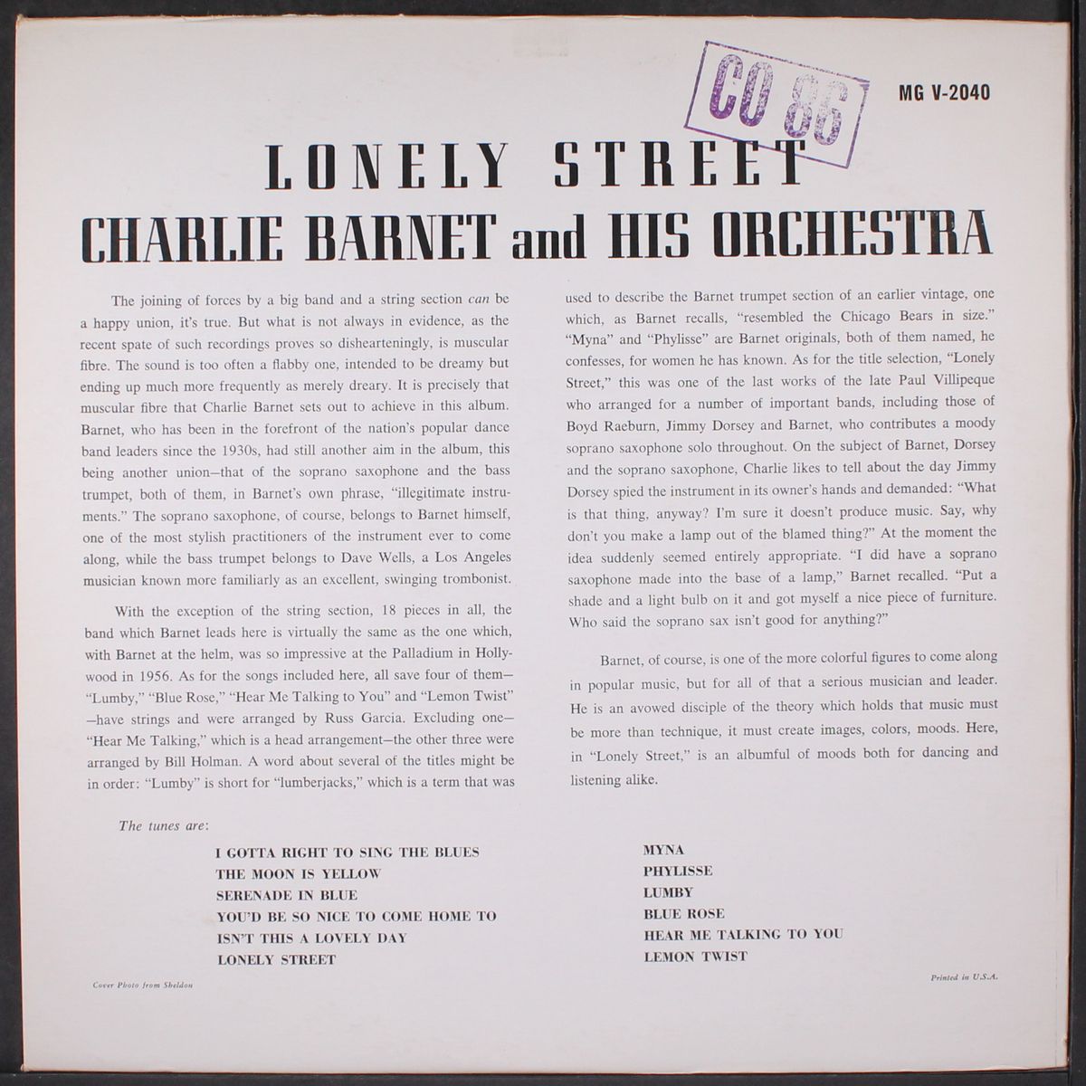 lonely street by CHARLIE BARNET