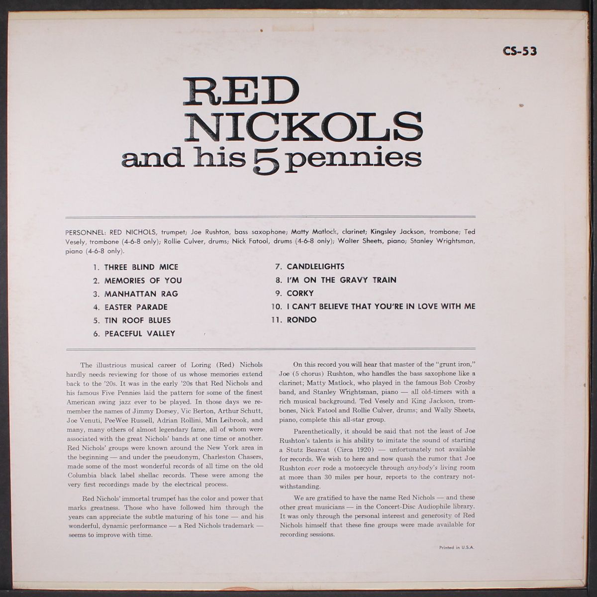 and his five pennies by RED NICHOLS