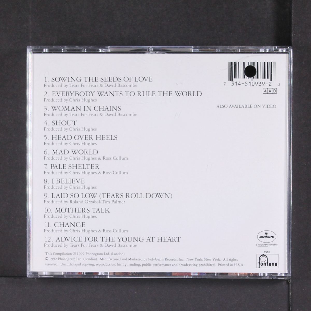 tears roll down greatest hits by TEARS FOR FEARS