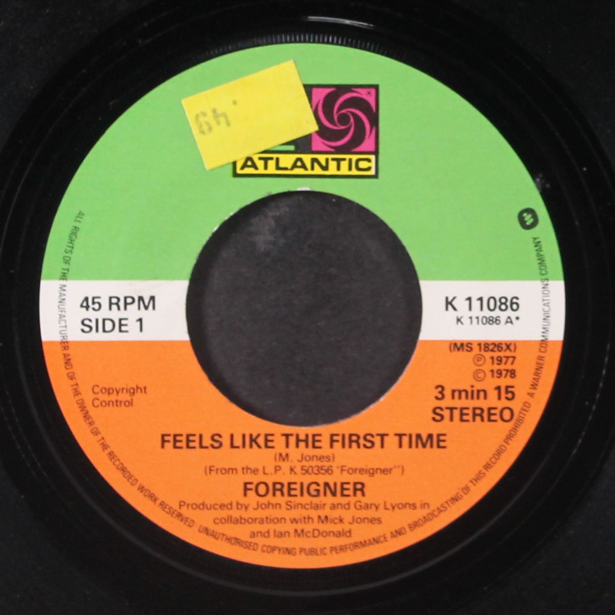 feels like the first time / cold as ice by FOREIGNER