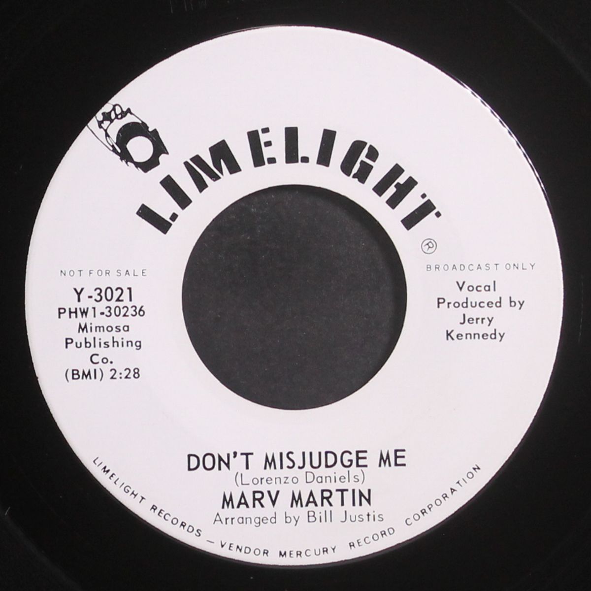 way down / don't misjudge me by MARV MARTIN