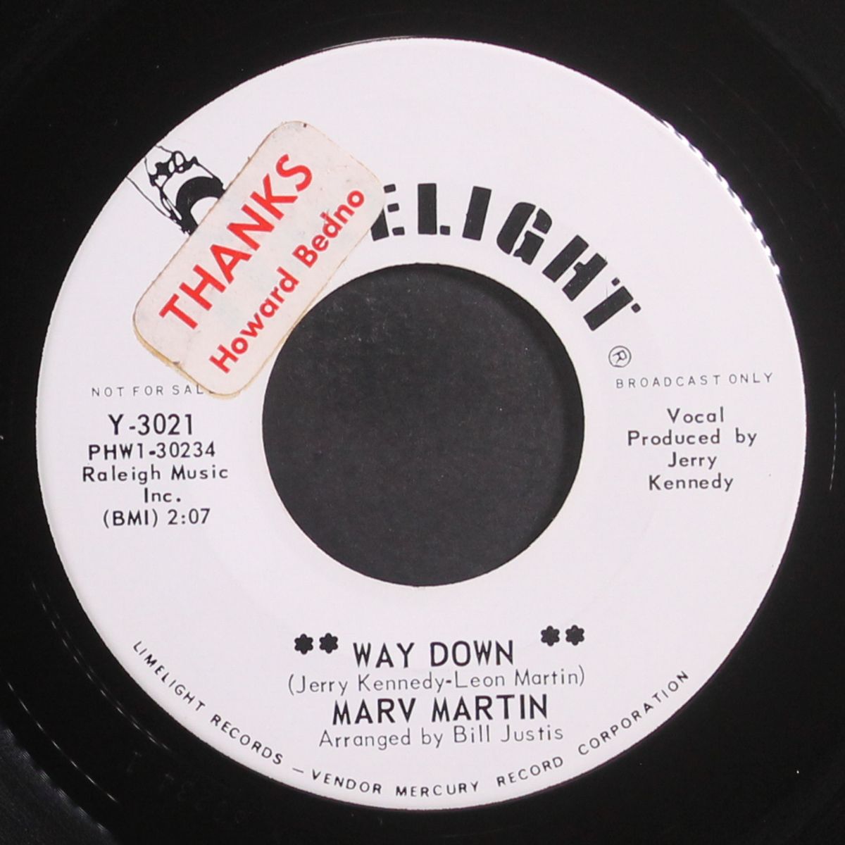 way down / don't misjudge me by MARV MARTIN