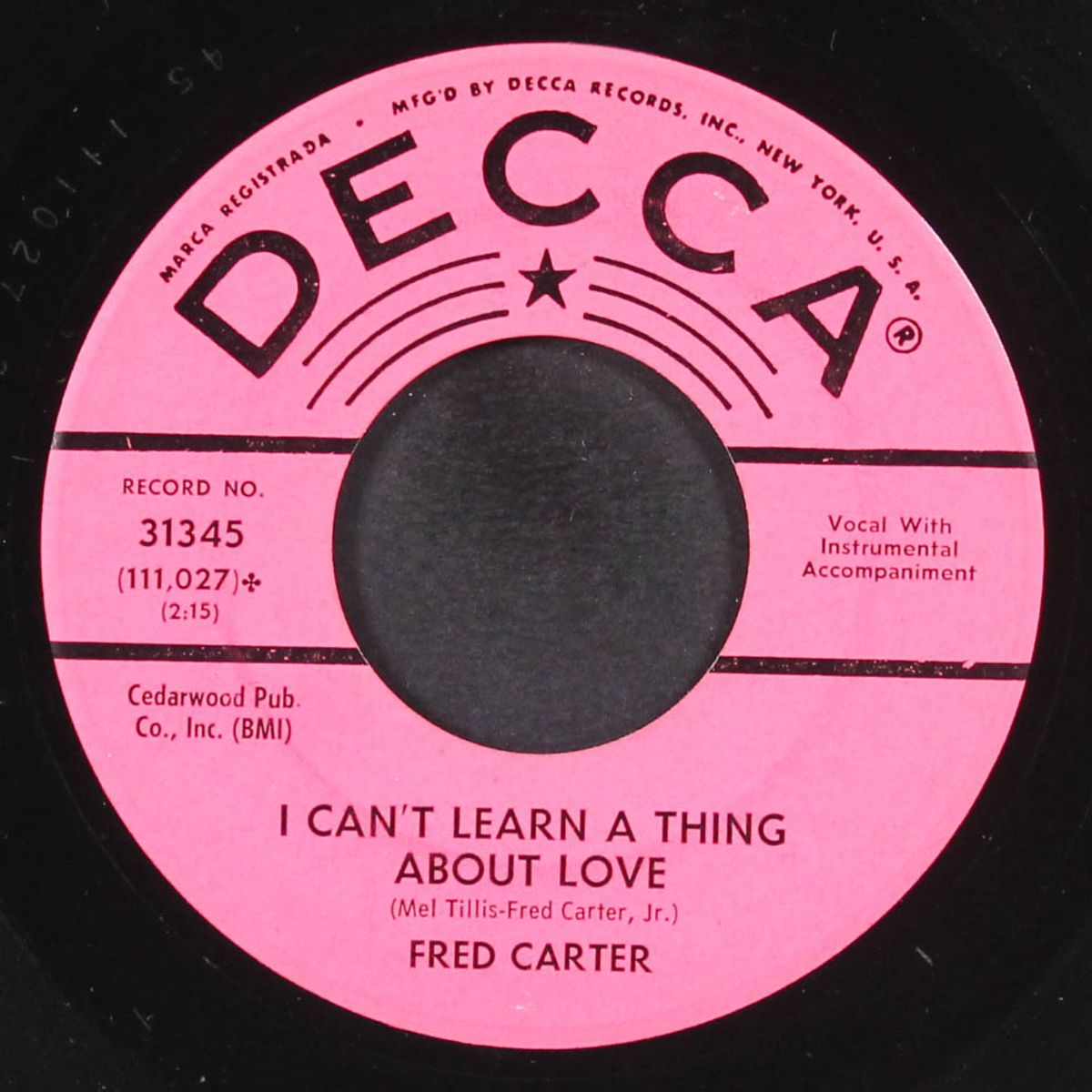 i can't learn a thing about love / this time tomorrow by FRED CARTER