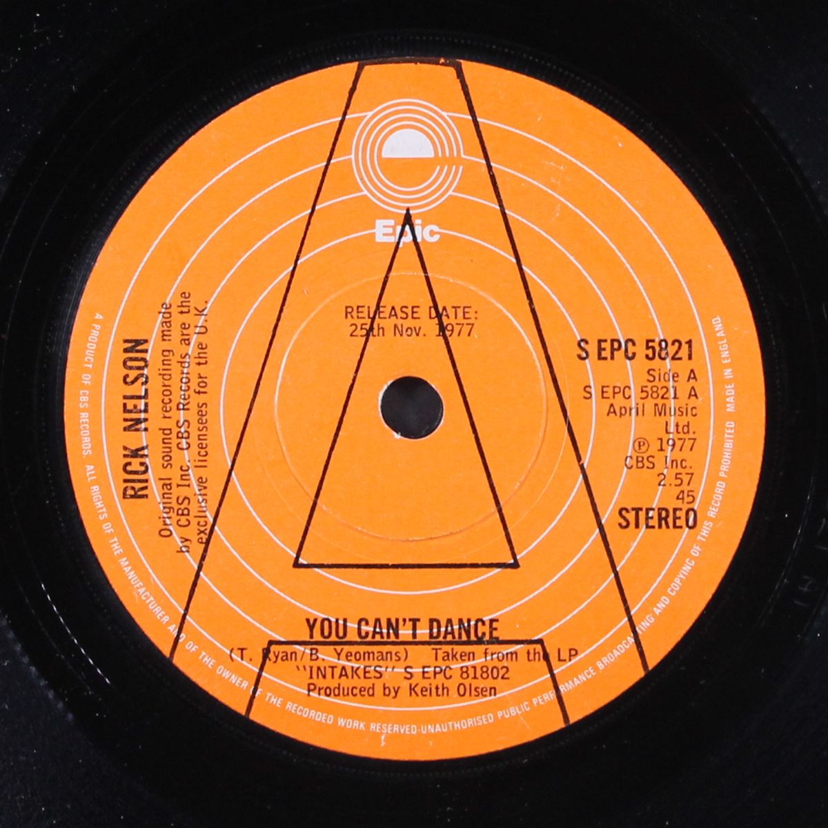 you can't dance / it's another day by RICK NELSON