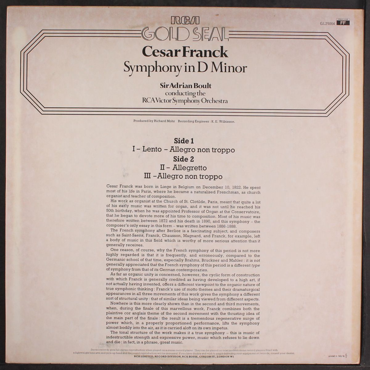 franck: symphony in d minor by SIR ADRIAN BOULT
