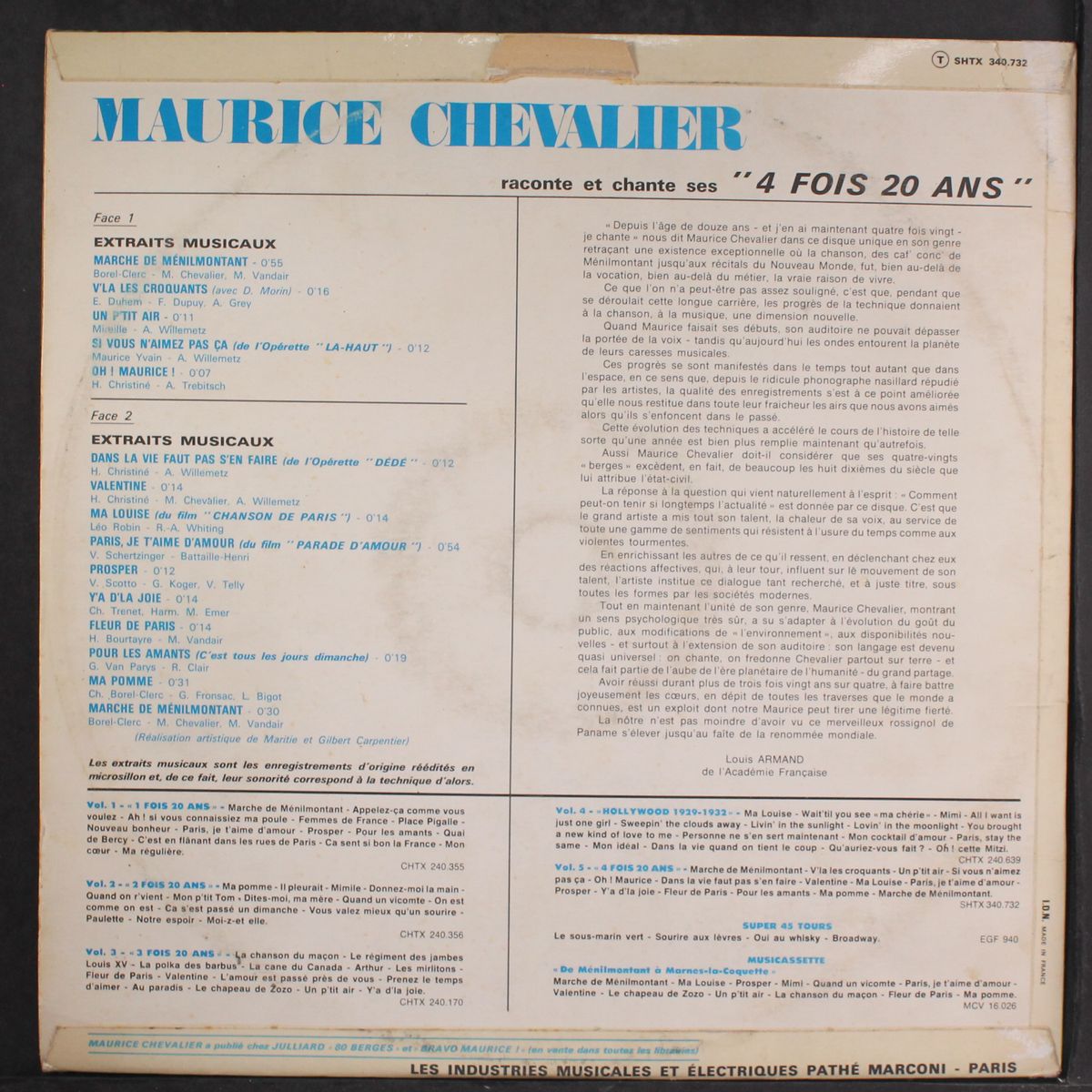 4 fois 20 ans by MAURICE CHEVALIER