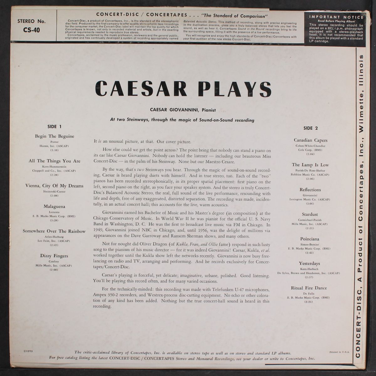 caesar plays by CAESAR GIOVANNINI