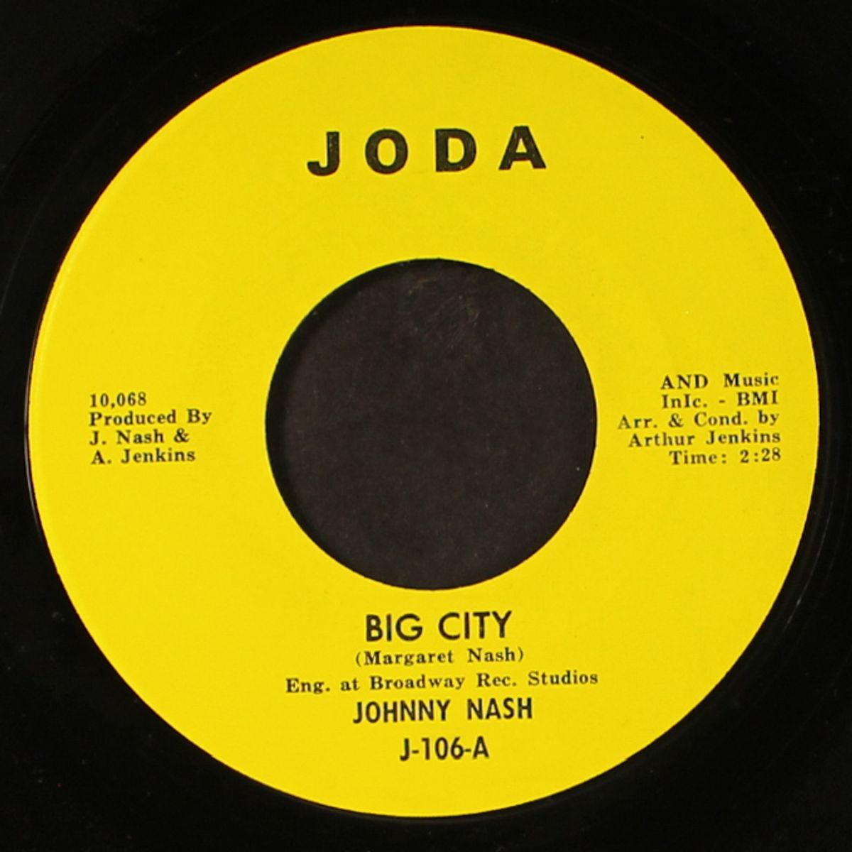 big city / somewhere by JOHNNY NASH