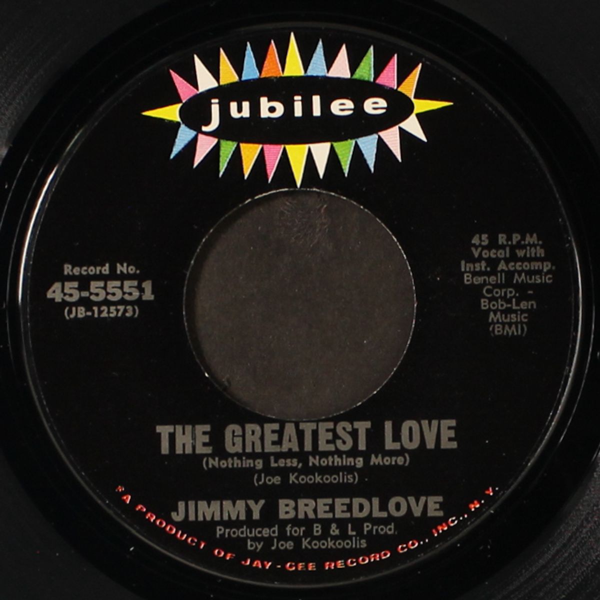 the greatest love / a jealous fool by JIMMY BREEDLOVE
