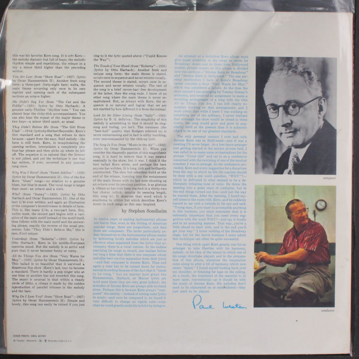 the columbia album of jerome kern by PAUL WESTON