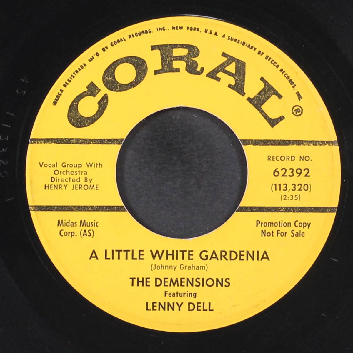 a little white gardenia / don't cry pretty baby by DEMENSIONS