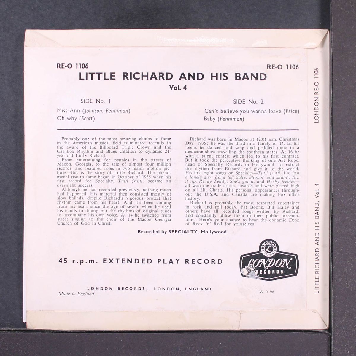 and his band, vol. 4 by LITTLE RICHARD