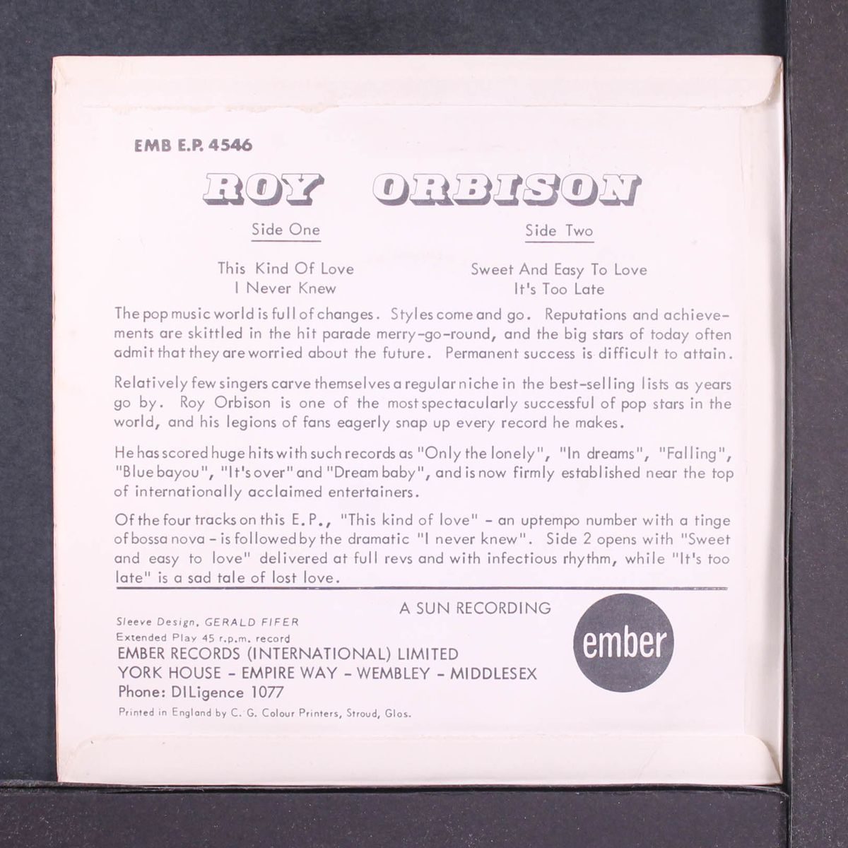 sweet and easy to love by ROY ORBISON