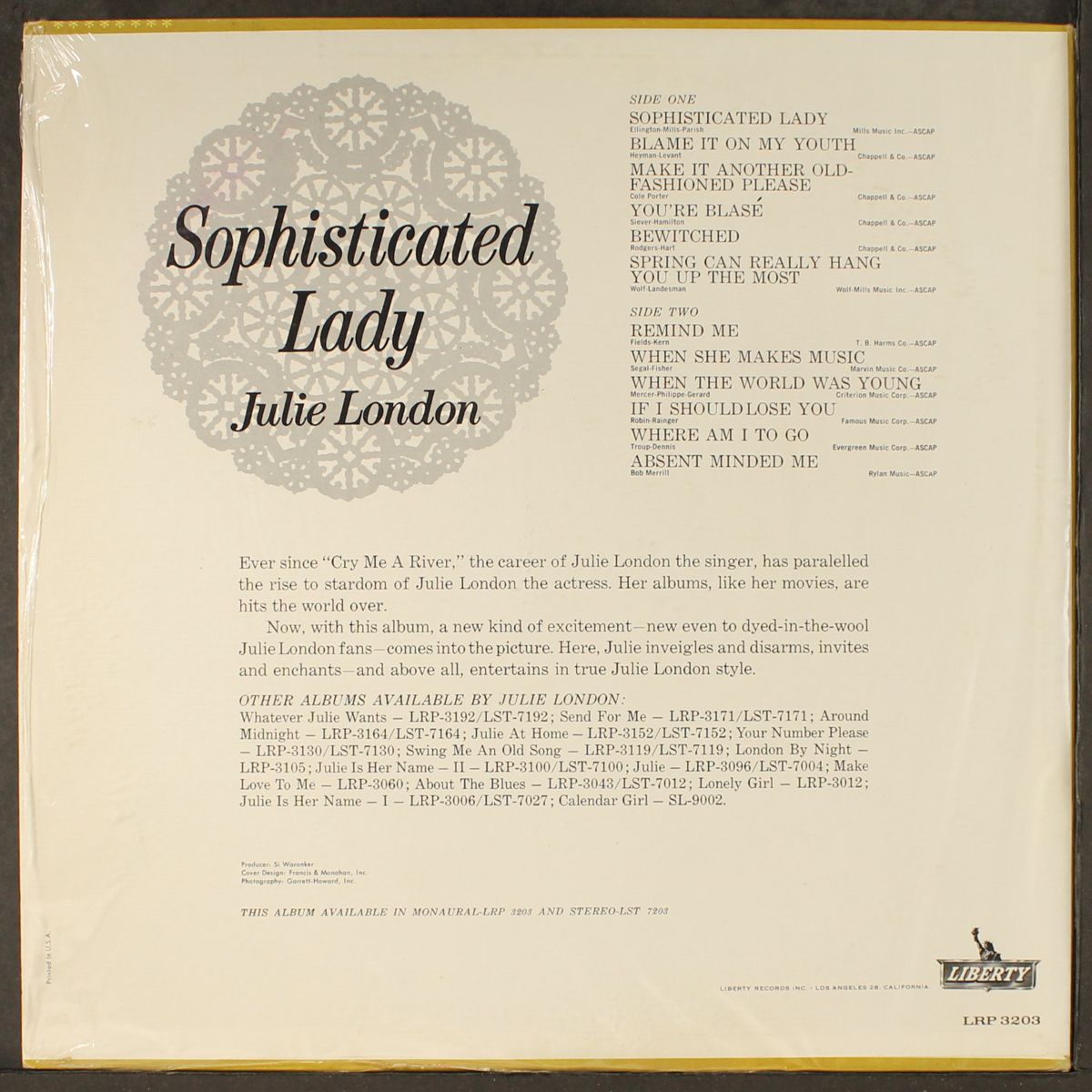 sophisticated lady by JULIE LONDON
