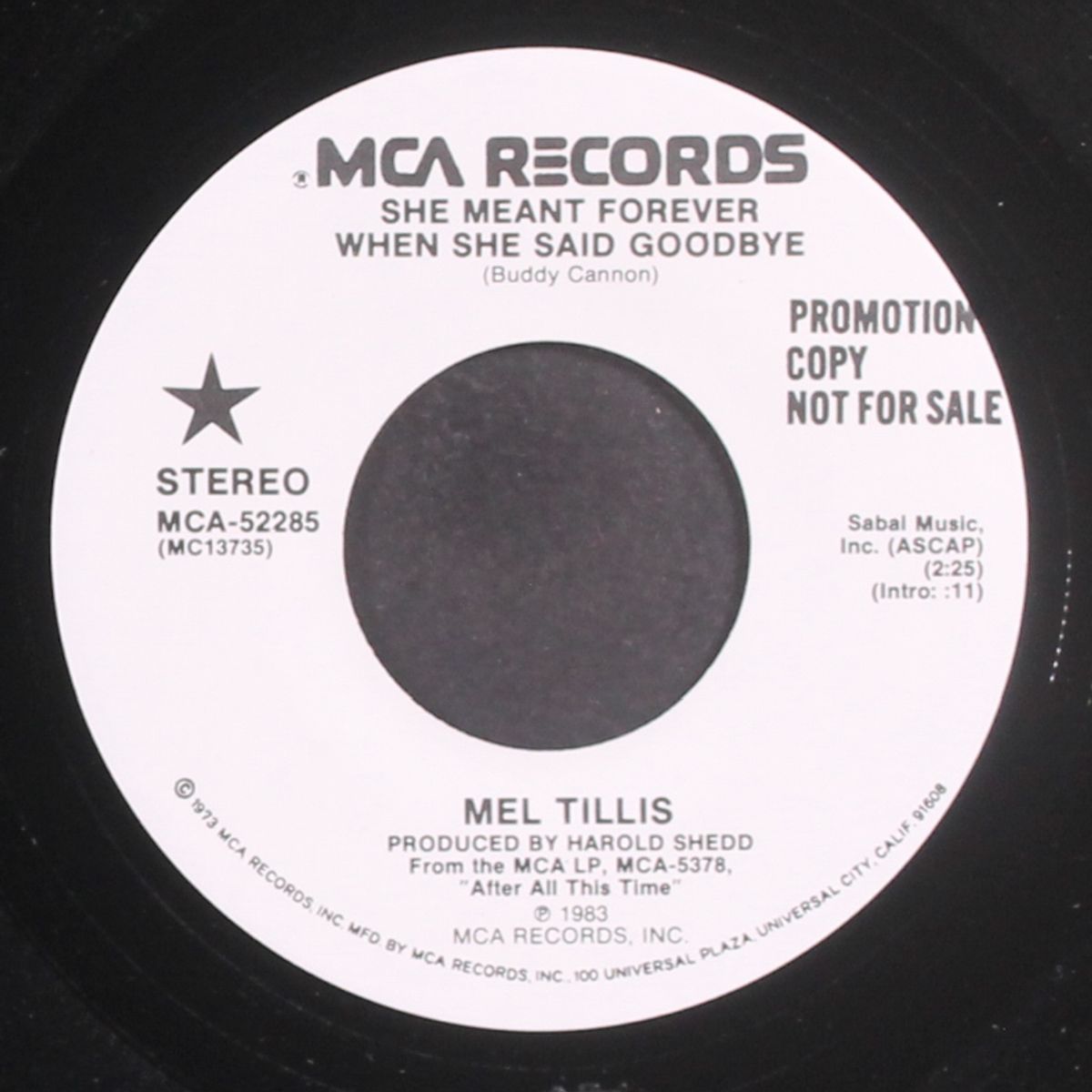 she meant forever when she said goodbye / same by MEL TILLIS