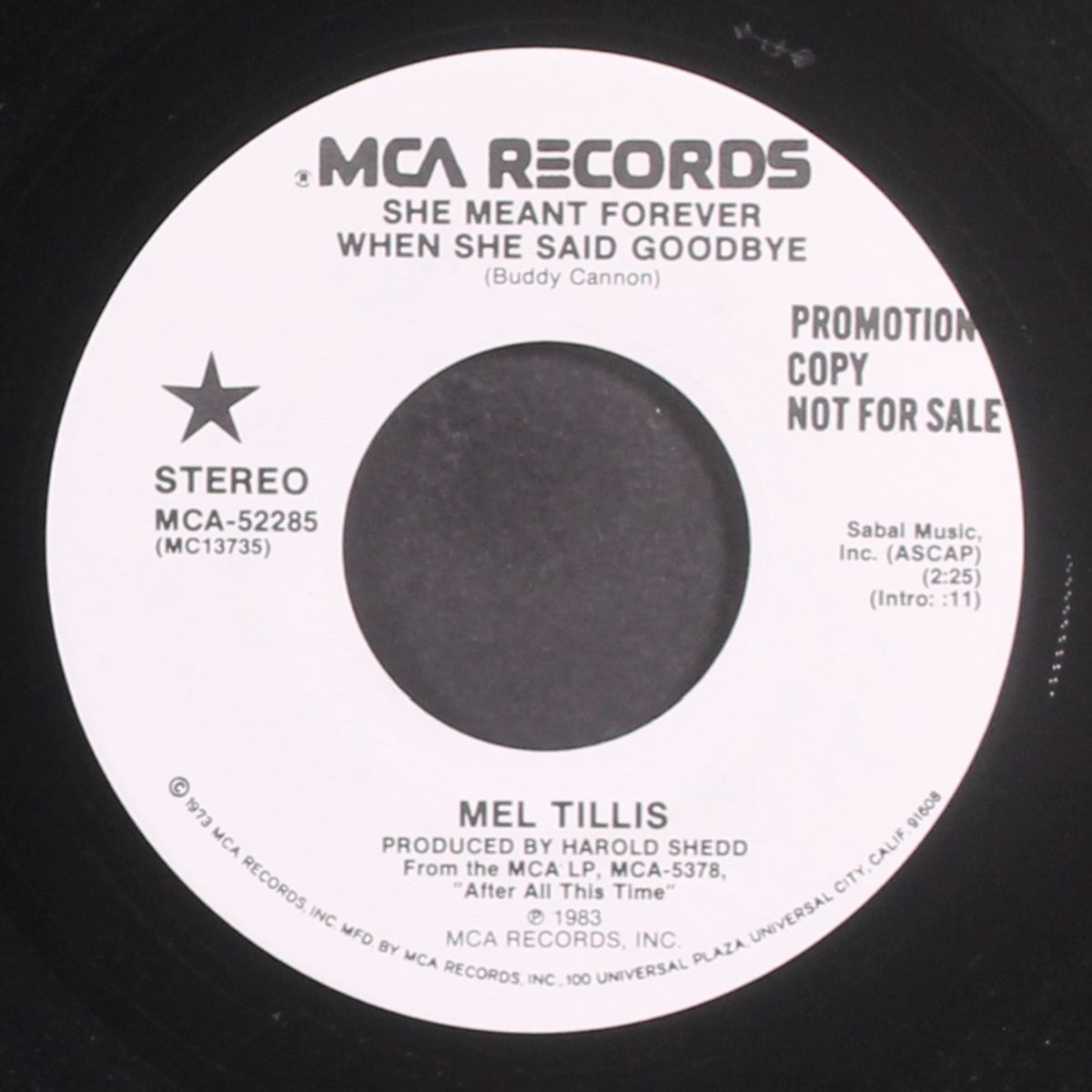 she meant forever when she said goodbye / same by MEL TILLIS